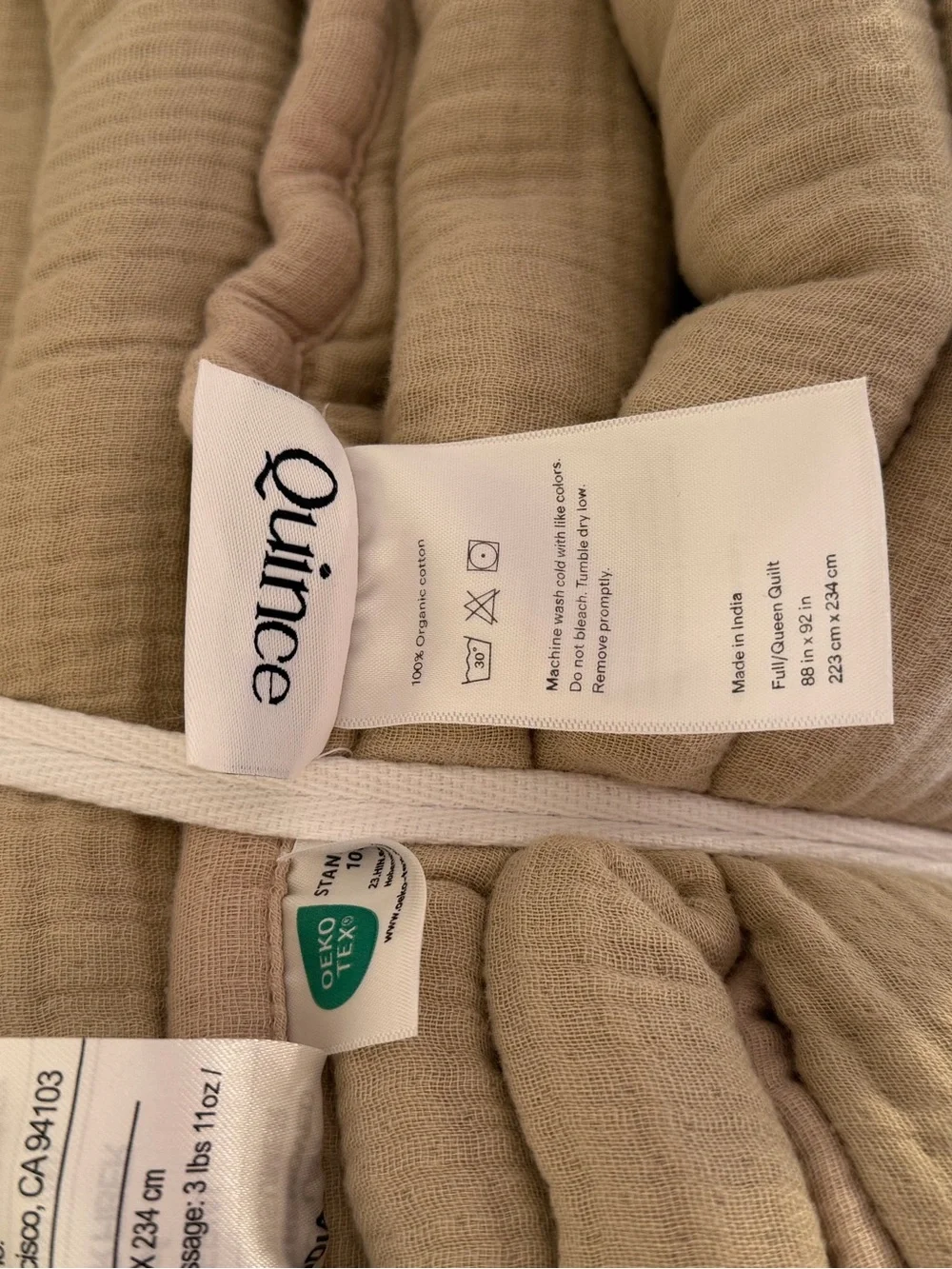 Quince Organic Airy Gauze Dream Quilt Set Full/Queen Dune